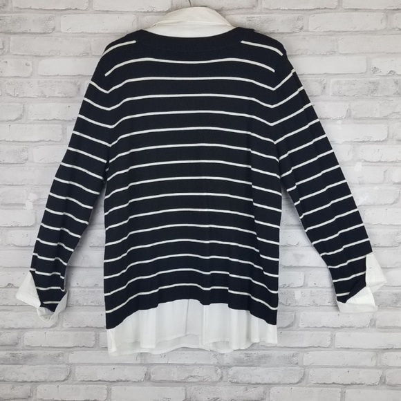 CHARTER CLUB imitation Striped Pearl Embellished Sweater size MP elegant classic - Picture 3 of 10